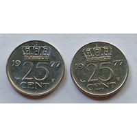 Нидерланды. 25 центов 1977 года.
