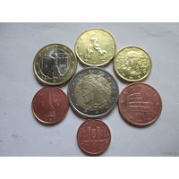 Набор евро монет Италия 2010 г. (1, 2, 5, 10, 20 евроцентов, 1, 2 евро)