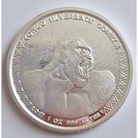 Конго 2017 серебро (1 oz) "Горилла"