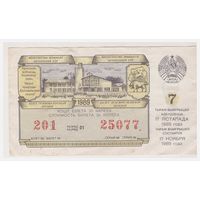 Лотерейный билет БССР 1989