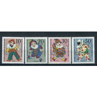 Берлин - 1970г. - Куклы, марионетки. - полная серия, MNH, 2 марки с отпечатками на клее, 1 с небольшим повреждением клея [Mi 373-376] - 4 марки