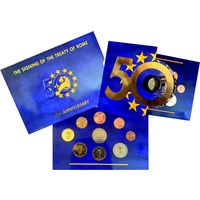 Ирландия 2007 год. Официальный набор Евро с юбилейной монетой "50 лет подписанию Римского договора". BU, нечастый, тираж 20.000 шт.