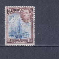 [814] Британские колонии. Бермуды 1938. Георг VI.Суда в порту Гамильтон. Гашеная марка.