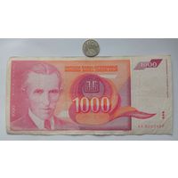 Werty71 Югославия 1000 динаров 1992 банкнота