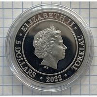 Серебряная монета 1oz Богиня Европа 5 долларов 2022 Токелау