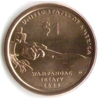 1 доллар США 2011 год  Сакагавея Договор с Вампаноагами двор Р _состояние аUNC/UNC