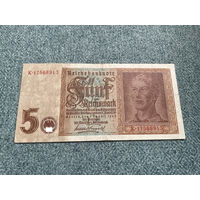 Германия Рейхсбанкнота 5 марок К-17568913 Берлин 01.08.1942 год / вариант восемь знаков