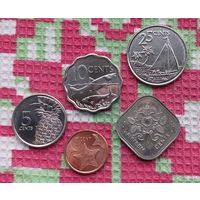 Багамские острова набор монет 1, 5, 10, 15, 25 центов, UNC. Багамы.