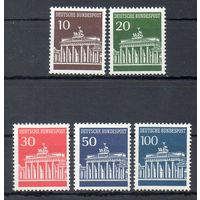 Стандартный выпуск Бранденбургские ворота Германия 1966 год серия из 5 марок