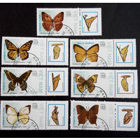 Вьетнам 1989 г. Бабочки Индии. Фауна Насекомые. полная серия из 7 марок #0006-Ф1