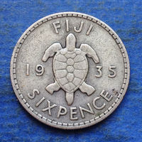Фиджи Британская колония 6 пенсов 1935 Георг V серебро