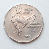 2 рупии 1994 Индия Брак, ( см. Описание)