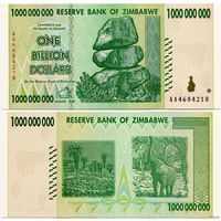 Зимбабве. 1 000 000 000 долларов (образца 2008 года, P83, UNC)