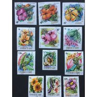 Марки Гвинея 1974. Цветы. Полная серия 12 марок.