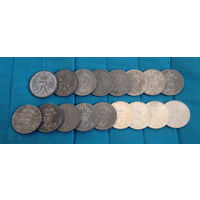 Дания 2 эре (оре) 25 монет цинк Полная погодовка 1948 - 1972 KM840.1, KM840.2, KM840.3