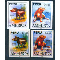 Перу 1993 Животные фауна 4 марки беззубц не вышедшие в обращение MNH