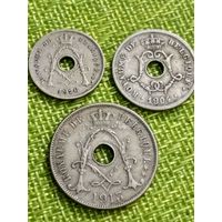 Бельгия лот из 3-х монет 1904 ,1913 , 1926 г Q Французский типаж