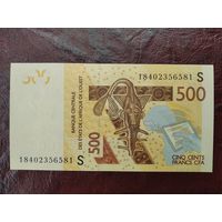 500 франков Западная Африка Гвинея -Биссау 2012(18) г. Литера S.