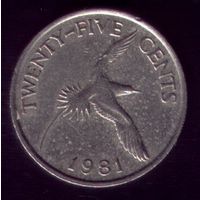 25 центов 1981 год Бермуды
