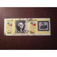 Италия 1985 г .Международная выставка почтовых марок Italia 85.Сцепка.