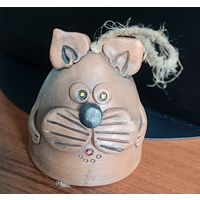 Кот колокольчик из глины