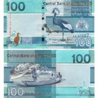 Гамбия 100 даласи 2023 год UNC (Коронованный журавль)