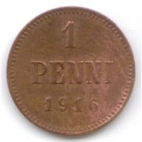 1 пенни 1916 год _состояние XF/aUNC