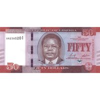 Либерия 50 долларов образца 2022 года UNC pw40