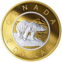 Канада 2 доллара 2019г. "Белый медведь". Монета в капсуле; подарочном футляре; номерной сертификат; коробка. СЕРЕБРО 157,60гр.(5 oz).