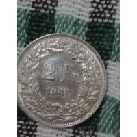 Швейцария 2 франка 1946