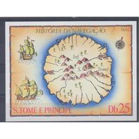 [319] Сан-Томе и Принсипи 1979. Корабли,парусники.Карта. БЛОК MNH