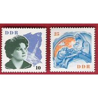 ГДР 1963 Визит Гагарина и Терешковой в ГДР (4 марки, см. внутри)
