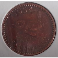 Великобритания 1 фартинг, 1954 (монета в холдере)