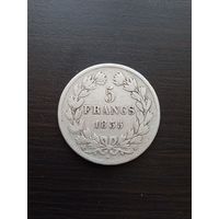 ФРАНЦИЯ 5 франков 1835 BB  (Луи-Филипп I) серебро