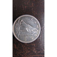 Канада 1964 10 центов 10 cent  ( серебро )