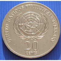 Австралия. 20 центов 1995 год KM#295  "50 лет ООН"   Тираж: 4.800.000 шт