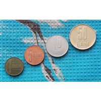 Румыния набор монет 1, 5, 10, 50 бани, UNC. Герб.