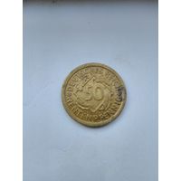 Редкая монета из личной коллекции. Германия 50 рентенпфеннигов 1923 D