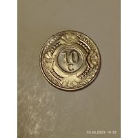 Антильские острова 10 центов 2014 года .