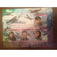 Мадагаскар 2016. Известные боевые летчики времен второй мировой войны. Малый лист.