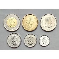 Канада 5, 10, 25, 50 центов, 1, 2 доллара 2023 г. Памяти Елизаветы II 1952-2022. Комплект 6 монет