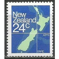 Новая Зеландия. Карта страны. 1982г. Mi#840.