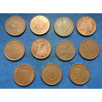 Лот 5 евроцентов (Австрия, Бельгия, Германия, Ирландия, Испания, Италия, Литва, Нидерланды, Финляндия, Франция). Всего 11 монет