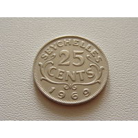 Сейшельские острова. "Британская колония"  25 центов 1969 год  KM#11  Тираж: 100.000 шт