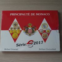 Монако 2017 г. Официальный набор монет евро от 1 цента до 2 евро (8 монет; 3,88 евро)
