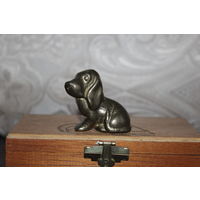 Тяжёлая, латунная миниатюра "Собачка", высота 5 см., вес 220 грамм.
