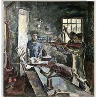 Малишевский А.А.(1922-1989) Заслуженный художник. " В тире", 1974 г. Х/М. 94х99см.