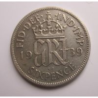 Великобритания 6 пенсов 1939 серебро .38-128