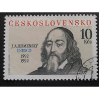 Чехословакия 1992 Я. А. Коменский марка из блока Mi-6,0 евро гаш.