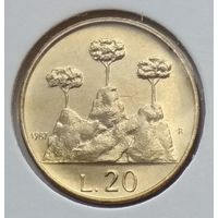 Сан-Марино 20 лир 1987 г. 15 лет возобновлению чеканке монет. В холдере